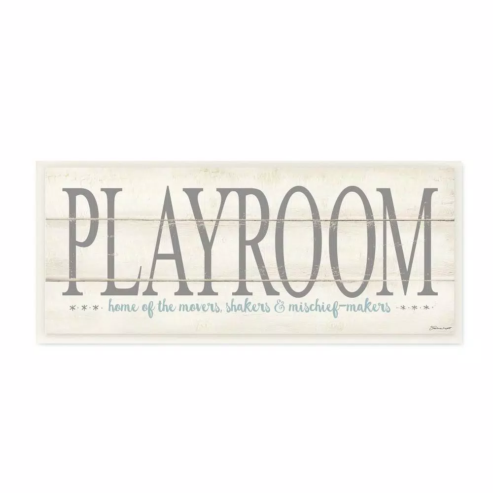 Stupell Industries 7 in. x 17 in. "Playroom Home Of Mischief Makers" by Stephanie Workman Marrott Printed Wood Wall Art