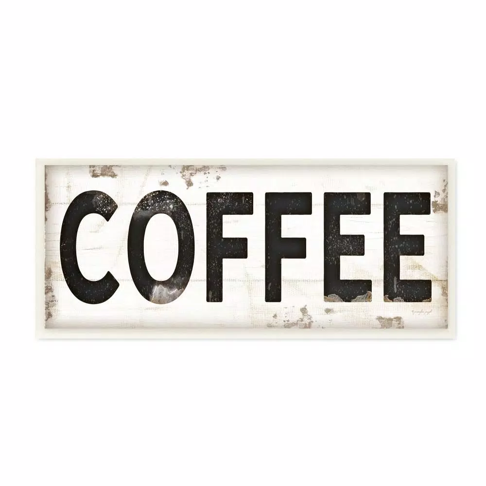 Stupell Industries 7 in. x 17 in. "COFFEE Typography Vintage Sign" by Jennifer Pugh Printed Wood Wall Art
