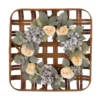 Glitzhome 22 in. Dia Hydrangea Rose Wreath with 24 in. L Bamboo Tobacco Basket