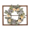 Glitzhome 22 in. Dia Hydrangea Rose Wreath with 28 in. H Wooden Window Frame