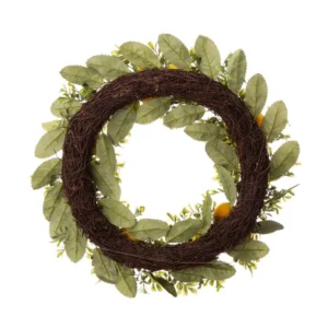 Glitzhome 22 in. D Artificial Greenery Lemon Wreath