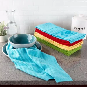 Lavish Home Multi-Color Kitchen Icon Design Chic Pattern Weave Cotton Kitchen Towel Set (8-Pieces)