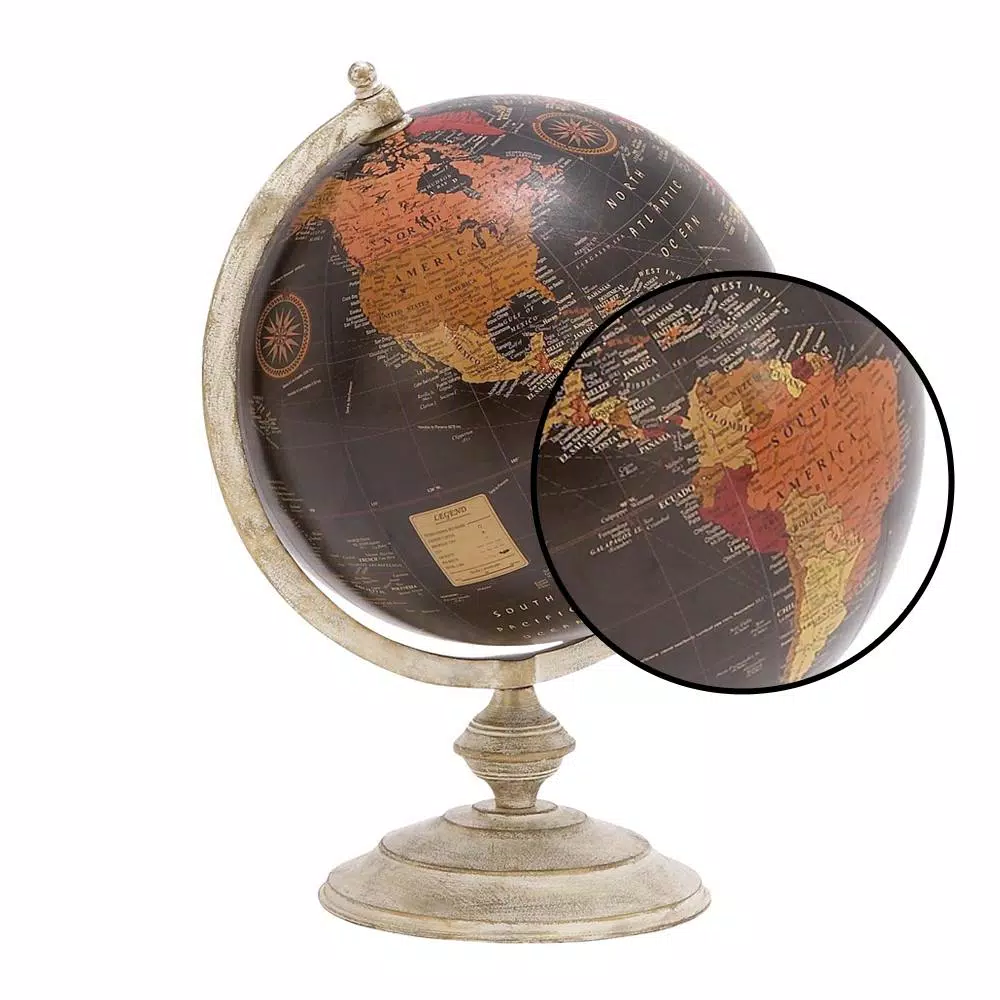 LITTON LANE Nautical Decorative globe with Whitewashed Tiered Base