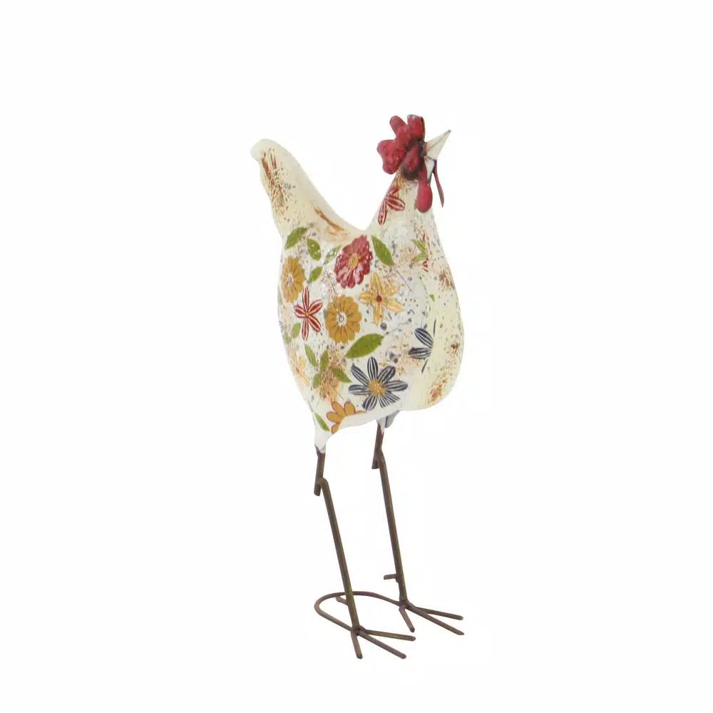 LITTON LANE 10 in. x 17 in. Rustic Iron Chicken Decor in Distressed Iron