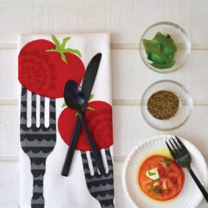 RITZ T-fal Multicolor Fork Cotton Print Dual and Solid Kitchen Dish Towel (Set of 6)
