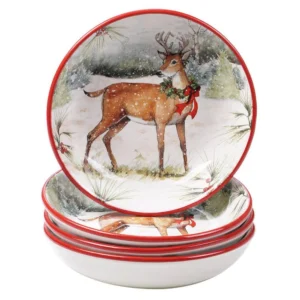 Certified International Winter Forest Multicolored Earthenware 36 oz. Soup Bowl (Set of 4)