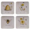 Certified International Bee Sweet 4-Piece Seasonal Multicolored Earthenware 6 in. Canape Plate Set (Service for 4)