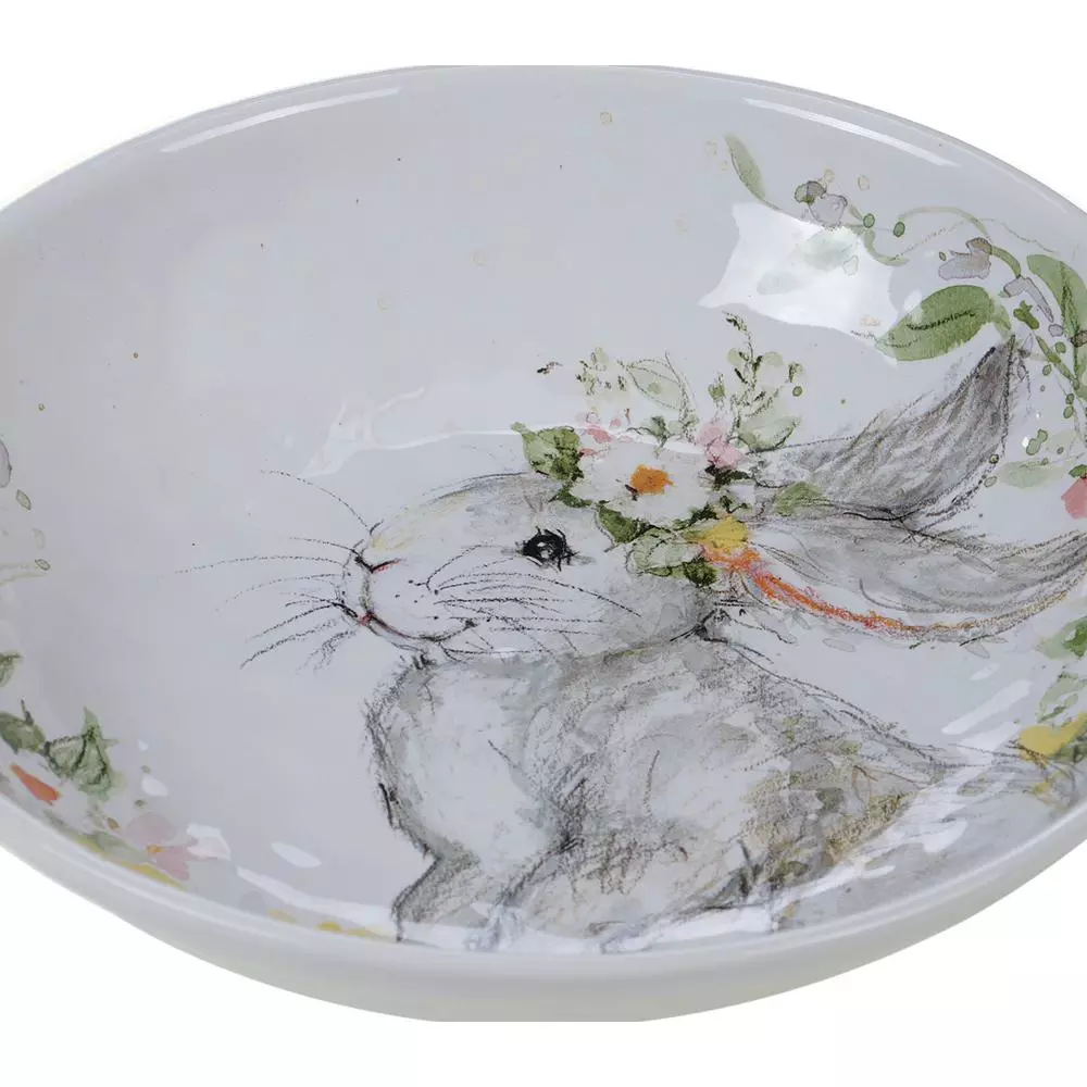 Certified International Sweet Bunny 13 in. Multicolored Earthenware Serving/Pasta Bowl