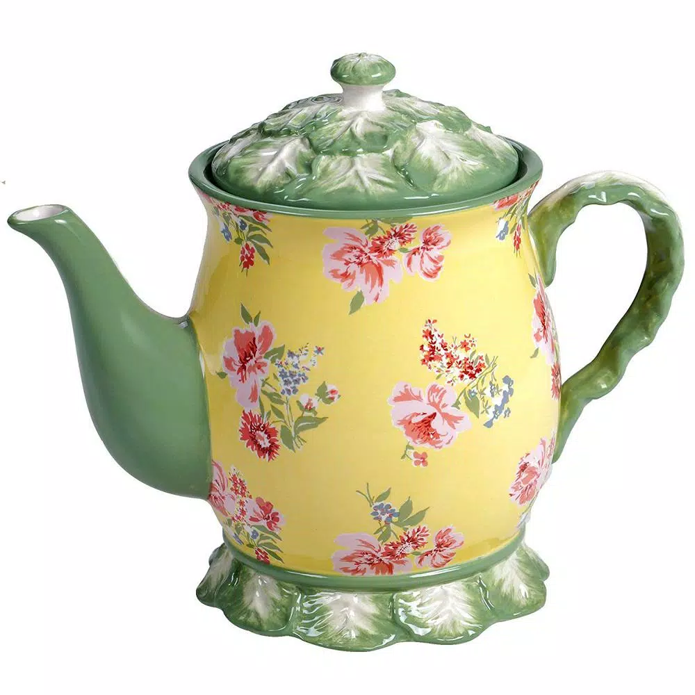 Certified International English Garden 38 oz. 3-Cup Multicolored Teapot
