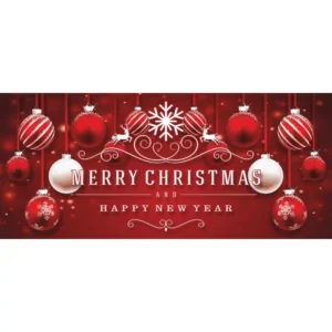 My Door Decor 7 ft. x 16 ft. Red Ornaments in Snow Christmas Garage Door Decor Mural for Double Car Garage