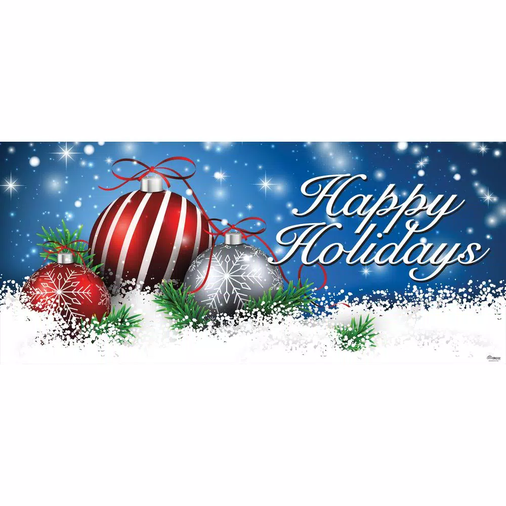 My Door Decor 7 ft. x 16 ft. Red and White Christmas Ornaments on Red Christmas Garage Door Decor Mural for Double Car Garage