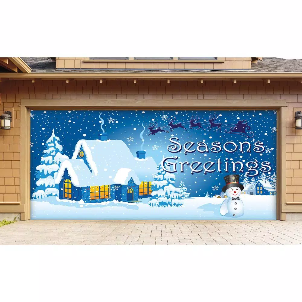 My Door Decor 7 ft. x 16 ft. Winter Wonderland Christmas Garage Door Decor Mural for Double Car Garage