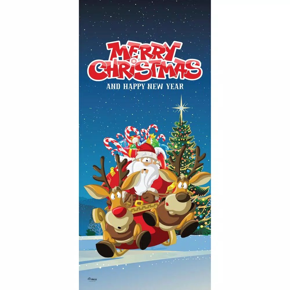 My Door Decor 36 in. x 80 in. Santa's Take off-Christmas Front Door Decor Mural