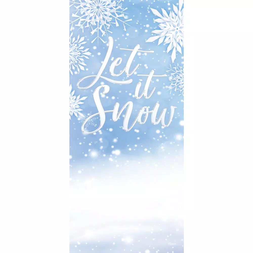 My Door Decor 36 in. x 80 in. Let It Snow-Christmas Front Door Decor Mural