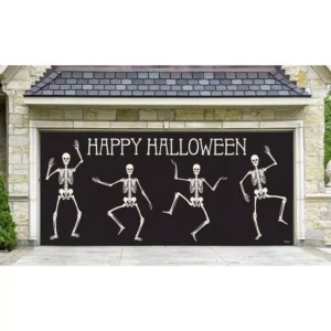 My Door Decor 7 ft. x 16 ft. Happy Halloween Skeletons Garage Door Decor Mural for Double Car Garage Car Garage