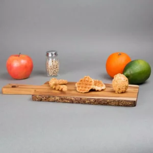 Creative Home Teak Wood Serving Cheese Paddle Board with One Side Natural Edge, 14