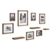 Kate and Laurel Bordeaux Natural Wood with Shelves Picture Frames (Set of 10)