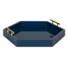 Kate and Laurel Lipton 18 in. x 18 in. Navy Blue Hexagon Decorative Tray
