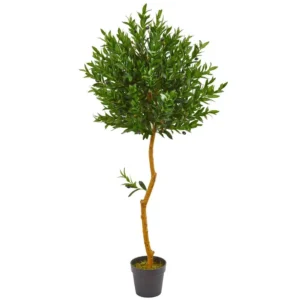 Nearly Natural 58 in. Indoor/Outdoor Olive Topiary Artificial Tree