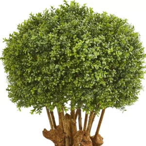 Nearly Natural 44 In. Boxwood Artificial Topiary Tree in Designer Planter