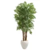 Nearly Natural 6 ft. Parlour Artificial Palm Tree in White Planter