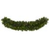 Nearly Natural 6 ft. x 18 in. Pre-Lit Christmas Pine Extra Wide Artificial Garland with 100 Multi-Colored LED Lights