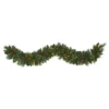 Nearly Natural 6 ft. Battery Operated Pre-lit White Mountain Pine Artificial Garland with 35 White Warm LED Lights and Pinecones