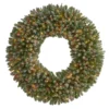 Nearly Natural 5 ft. Pre-Lit Giant Flocked Artificial Christmas Wreath with 280 Multi-Colored Lights and Pine Cones