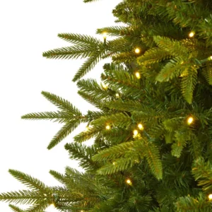 Nearly Natural 6.5 ft. Pre-Lit Colorado Mountain Fir Natural Look Artificial Christmas Tree with 400 Clear LED Lights