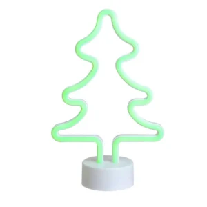 Northlight 11 in. Battery Operated Neon Style LED Green Christmas Tree Table Light
