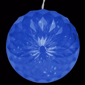 Northlight 6-Light 20-LED Blue Hanging Crystal Sphere Ball Outdoor Christmas Decoration