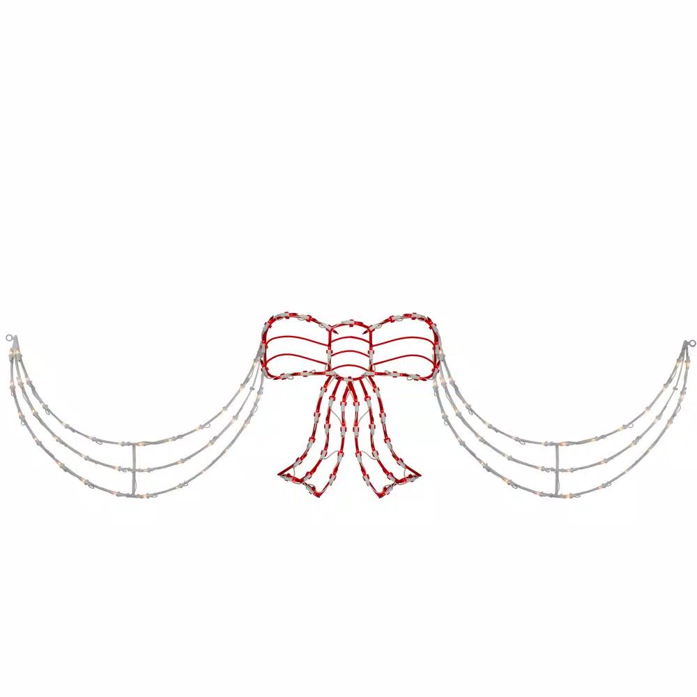 Northlight 155-Light 3-Piece Lighted Red and White Bow and Swag Christmas Decoration