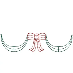 Northlight 105-Light 3-Piece Lighted Red and Green Bow and Swag Christmas Decoration