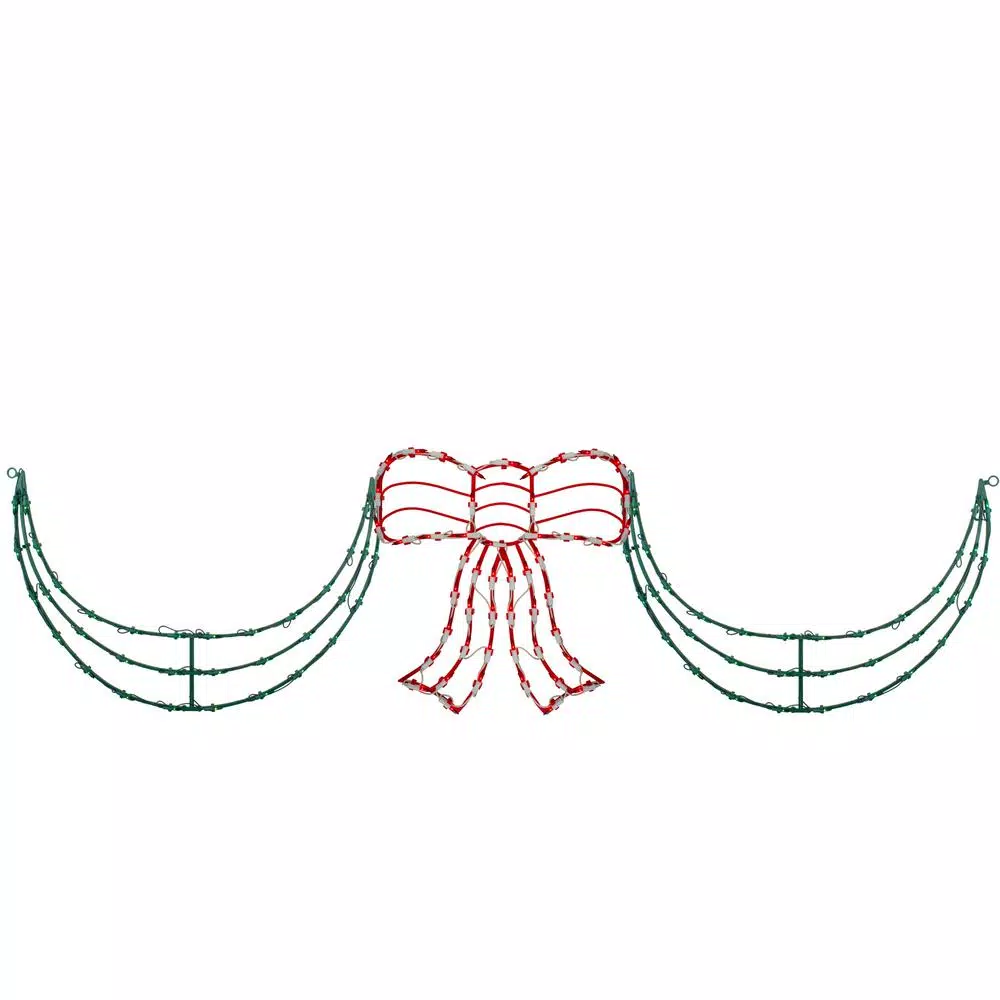 Northlight 105-Light 3-Piece Lighted Red and Green Bow and Swag Christmas Decoration