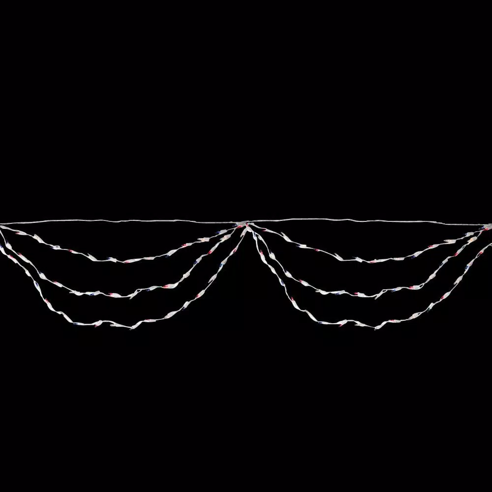 Northlight 6 ft. 100-Light Count Red, Blue and Clear 4th of July Mini Swag Lights with White Wire