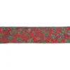 Northlight 2.5 in. x 16 yds. Sparkly Red and Green Holly Wired Craft Ribbon