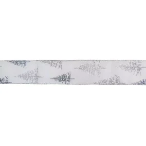 Northlight 2.5 in. x 16 yds. Shimmering White and Sparkling Silver Tree Wired Craft Ribbon