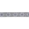 Northlight 2.5 in. x 16 yds. Grey and White Glitter Snowflake Wired Craft Ribbon