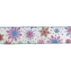 Northlight 2.5 in. x 16 yds. Shimmering White and Rainbow Glitter Snowflake Wired Christmas Craft Ribbon