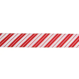 Northlight 2.5 in. x 16 yds. Iridescent Candy Cane Diagonal Stripe Wired Craft Ribbon