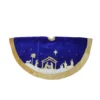 Northlight 48 in. Blue and Gold Nativity Scene Christmas Tree Skirt with Gold Border
