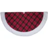 Northlight 60 in. Red and Green Plaid Christmas Tree Skirt With White Sherpa Trim