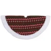 Northlight 20 in. Red and Green Lodge Knitted Mini Christmas Tree Skirt with Sherpa Trim