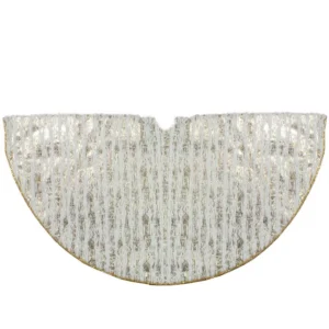 Northlight 48 in. White and Gold Wood Grain Pattern Christmas Tree Skirt