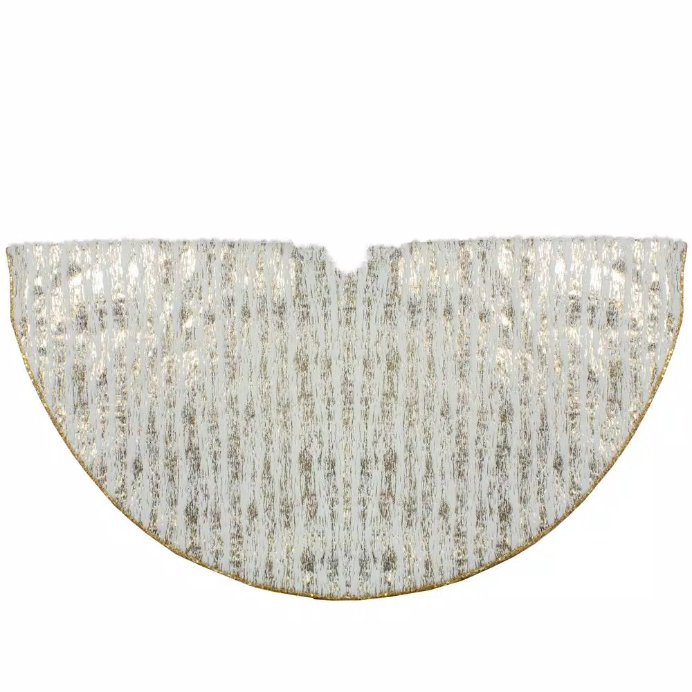 Northlight 48 in. White and Gold Wood Grain Pattern Christmas Tree Skirt