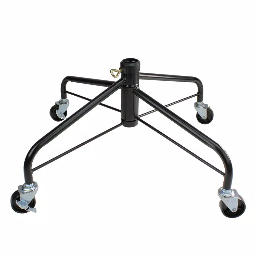 Northlight Black Metal Rolling Christmas Tree Stand for 6.5 ft. to 7.5 ft. Artificial Trees - 1.25 in. Pole Diameter