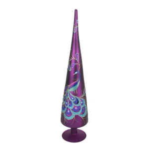 Northlight 18.5 in. Regal Peacock Purple with Teal and Blue Glitter and Gem Glass Finial Christmas Tree Topper