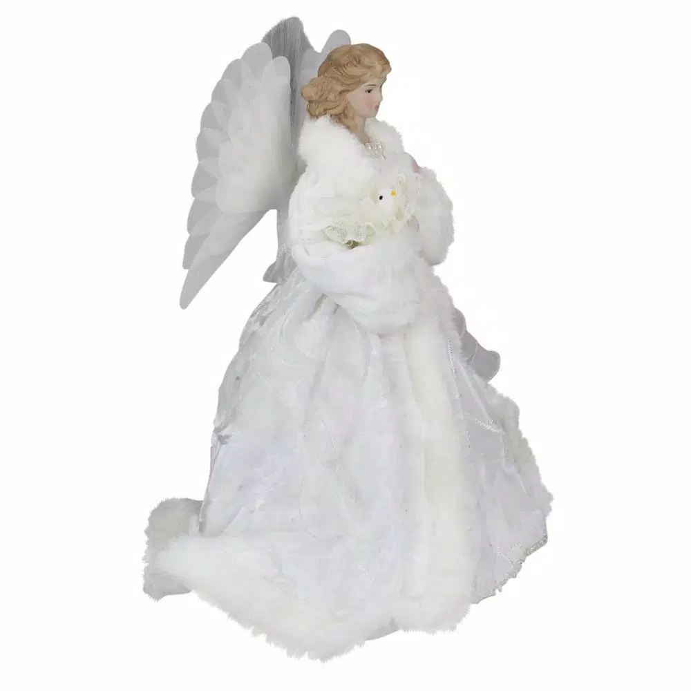 Northlight 13 in. Lighted B/O Fiber Optic Angel with White Gown Christmas Tree Topper