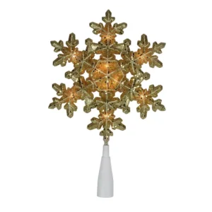 Northlight 12.75 in. Lighted Gold Snowflake Christmas Tree Topper with Clear Lights