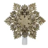 Northlight 8.5 in. Lighted Battery Operated Wooden Snowflake Christmas Tree Topper with Clear Lights
